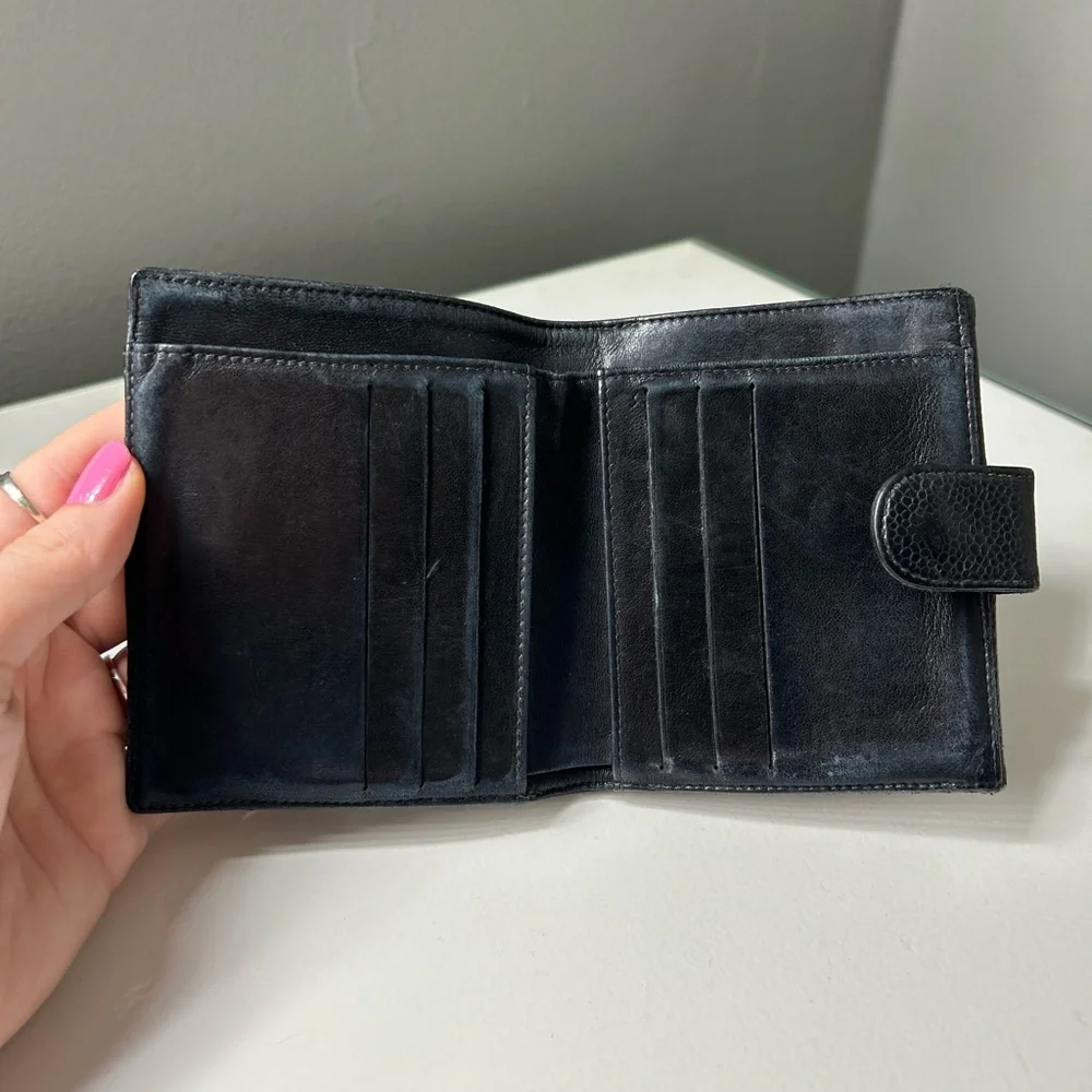 Chanel Caviar Leather Timeless CC Flap Compact Wallet